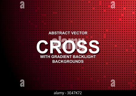 Abstract Vector Cross Grid Background, Futuristic Cyberpunk X Mesh with Neon Gradient Backlight & Modern Typography Tech Poster Template Stock Vector