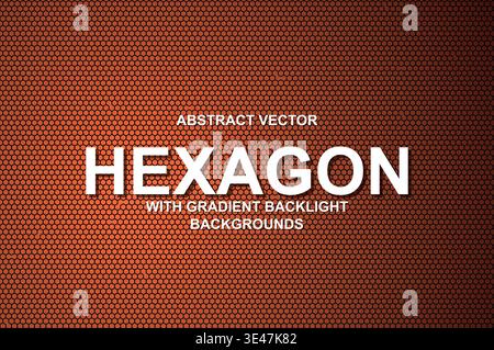 Abstract Vector Hexagon Grid Background, Futuristic Cyberpunk Honeycomb Mesh with Neon Gradient Backlight and Typography Poster Template Stock Vector