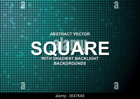 Abstract Tech Square Grid Background, Vector Cyberpunk Block Mesh with Neon Gradient Backlight and Modern Typography Poster Template Stock Vector
