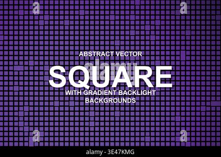 Abstract Tech Square Grid Background, Vector Cyberpunk Block Mesh with Neon Gradient Backlight and Modern Typography Poster Template Stock Vector