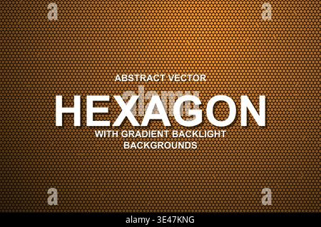 Abstract Vector Hexagon Grid Background, Futuristic Cyberpunk Honeycomb Mesh with Neon Gradient Backlight and Typography Poster Template Stock Vector