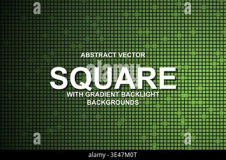 Abstract Tech Square Grid Background, Vector Cyberpunk Block Mesh with Neon Gradient Backlight and Modern Typography Poster Template Stock Vector