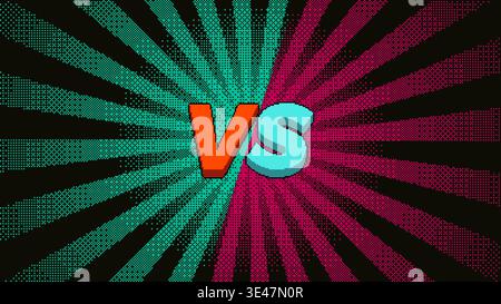 Retro pixel versus screen with radial burst Stock Vector