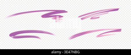 Pink marker strokes and highlights of pen. Stock Vector