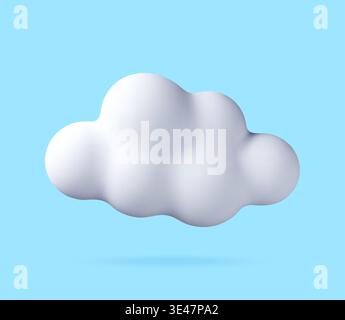 White 3d cloud icon isolated on blue. Stock Vector