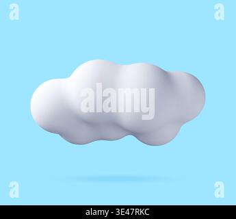 White fluffy cloud icon in 3D style Stock Vector