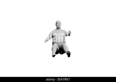 Fat Man Front 3D Fat Man sitting Front View Matte Black White Stock Photo - Alamy