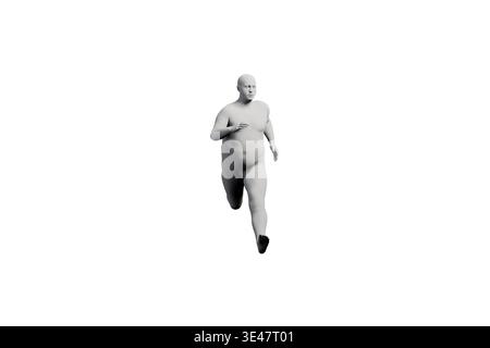Fat Man Front 3D Fat Man running Front View Matte Black White Stock Photo - Alamy