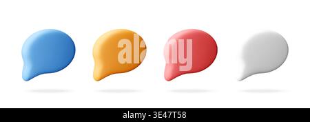 Set of colorful 3d speech bubble icons. Stock Vector