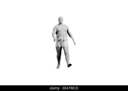 Fat Man Front 3D Fat Man standing Front View Matte Black White Stock Photo - Alamy