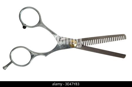 Barber thinning scissors isolated on white background Stock Photo
