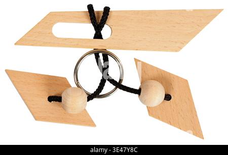 Wooden puzzle on white background Stock Photo