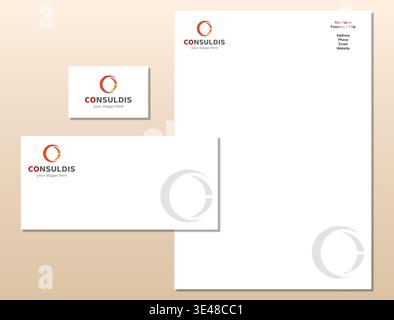 Abstract Letter C Logo Brand Identity Template – Corporate Stationery & Business Card Vector Design Stock Vector