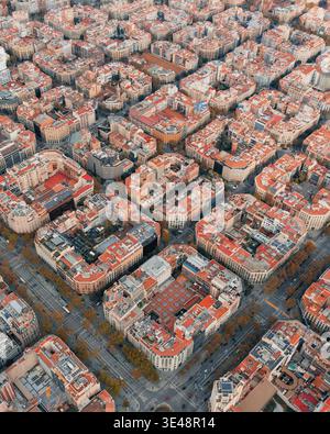 Aerial view of Barcelona Eixample residential district and famous ...