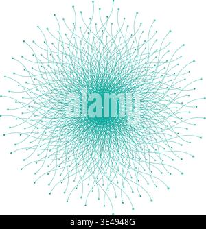 Abstract Teal Neural Network Mandala Vector Stock Vector