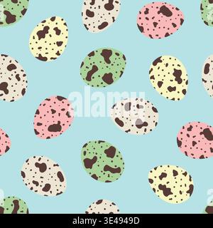 colorful quail eggs seamless pattern, decorative easter background -vector illustration Stock Vector