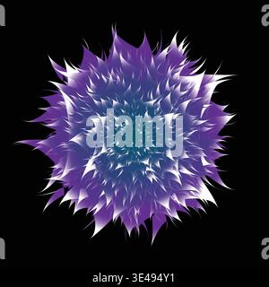 Abstract Spiky Purple Floral Mandala with Teal Gradient Center Stock Vector