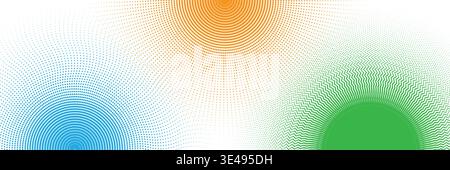Abstract Halftone Sunburst Background with Blue Orange and Green Stock Vector