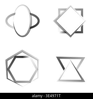 Abstract frames set. Sketchy border Vector. Geometric shape symbols. Textured line collection. Stock Vector