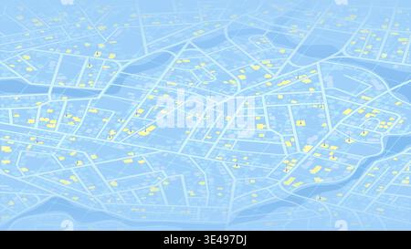 Modern City map with Networked Grid Overlay. Urban Infrastructure Visualization. Minimalist urban landscape with highlighted buildings. Vector Stock Vector