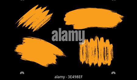 Modern graphic design featuring diverse orange paintbrush strokes as creative artistic vector elements. Stock Vector