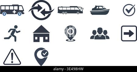 A collection of travel and transportation icons Stock Vector