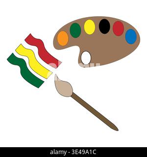 Multipurpose painting collection. Traditional mahogany equipment. Professional illustration Vector. Vibrant watercolor strokes. Stock Vector