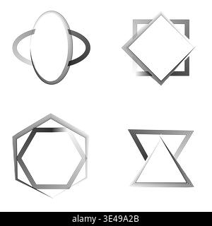 Abstract frames set. Sketchy border Vector. Geometric shape symbols. Textured line collection. Stock Vector