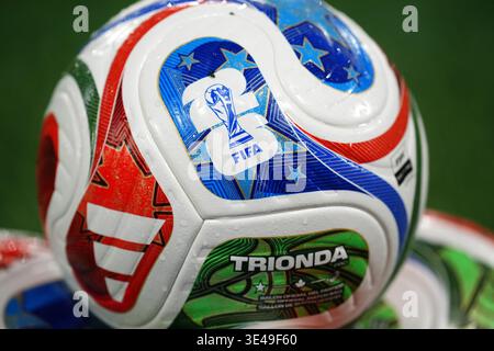 World Cup Matchball Detail view of an Adidas Trionda World Cup match ball before the 2026 ...