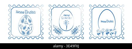 Easter pattern. Abstract geometric background in line and minimalist design. Eggs, spring flowers and decorations. For poster, postcard, scrapbooking, stickers. Vector. Stock Vector