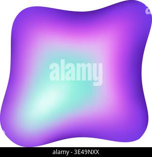 Holographic gradient drop - colorful abstract blobs in pink and purple, turquoise hues. Bright decorative fluid elements, glossy vector bubbles. Stock Vector