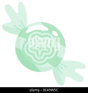 Premium mint green pastel candy with glossy finish and star motif. Ideal for digital stickers, mobile game assets, sweet shop branding, and icon desig Stock Vector