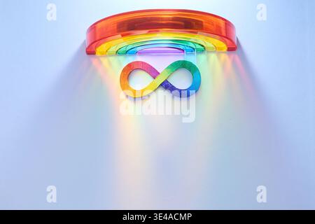 Rainbow infinity symbol representing neurodiversity and autism spectrum Stock Photo