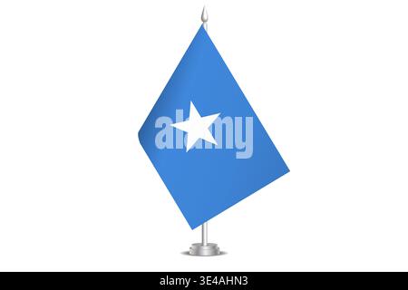 Somalia flag - wavy stick flag of country, cultural identity and heritage. Represents national pride and unity. Vector table flag hanged on the short hoist. Isolated on white background Stock Vector