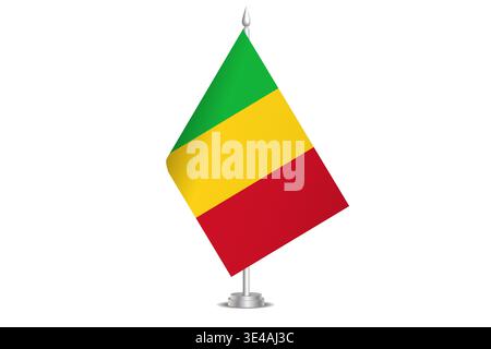 Mali flag - wavy stick flag of country, cultural identity and heritage. Represents national pride and unity. Vector table flag hanged on the short hoist. Isolated on white background Stock Vector