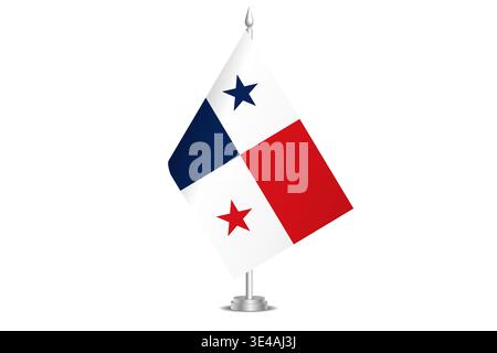 Panama flag - wavy stick flag of country, cultural identity and heritage. Represents national pride and unity. Vector table flag hanged on the short hoist. Isolated on white background Stock Vector