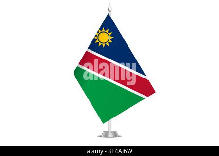 Namibia flag - wavy stick flag of country, cultural identity and heritage. Represents national pride and unity. Vector table flag hanged on the short hoist. Isolated on white background Stock Vector