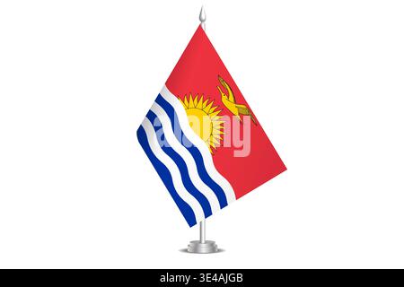 Kiribati flag - wavy stick flag of country, cultural identity and heritage. Represents national pride and unity. Vector table flag hanged on the short hoist. Isolated on white background Stock Vector