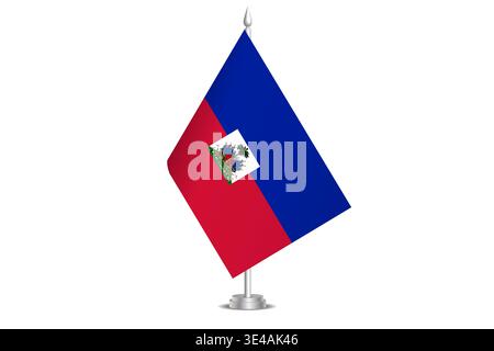 Haiti flag - wavy stick flag of country, cultural identity and heritage. Represents national pride and unity. Vector table flag hanged on the short hoist. Isolated on white background Stock Vector