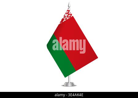 Belarus flag - wavy stick flag of country, cultural identity and heritage. Represents national pride and unity. Vector table flag hanged on the short hoist. Isolated on white background Stock Vector