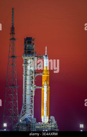 NASA's Artemis II SLS (Space Launch System) moon rocket with the Orion ...