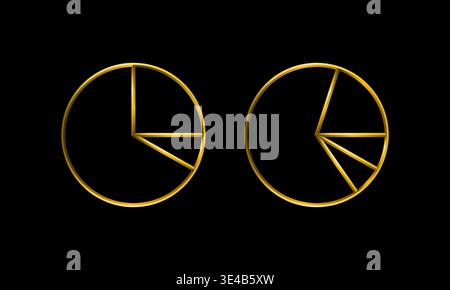 Circle pie chart division icon, infographic chart symbol. Premium modern gold colors vector, Chart, marketing, report, chart symbol. Stock Vector