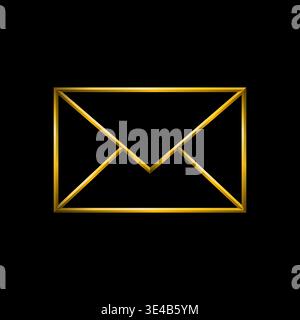 Envelope, mail, letter, message, send, email vector icon. Metallic gold colors, golden gradients. Premium line symbol. Stock Vector
