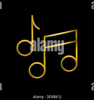 Music notes icon. Musical key, sound, melody, rhythm, sound. Vector symbols in gold colors. Stock Vector