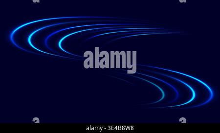 Abstract blue neon light trails on dark background high speed data transfer and futuristic energy motion in digital landscape for technology and innov Stock Vector