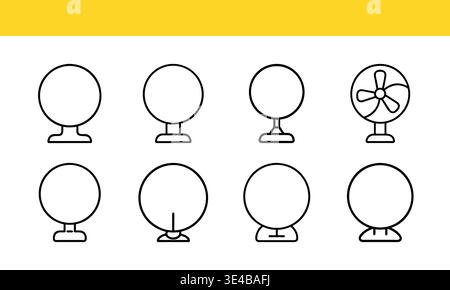 Fan Line Art Illustrations – Minimalist Home Appliances Design Stock Vector
