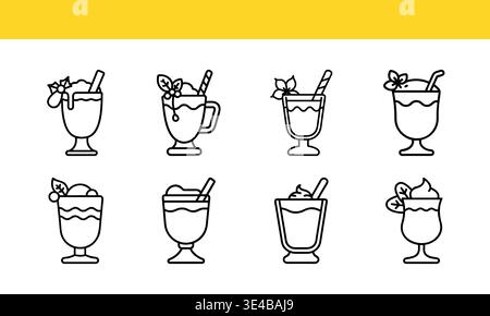 Beverage and Cocktail Illustration Set Stock Vector