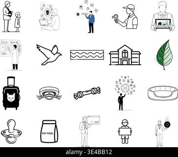 "A premium, extensive collection of professional vector line and glyph icons specifically curated for diverse business, modern technology Stock Vector