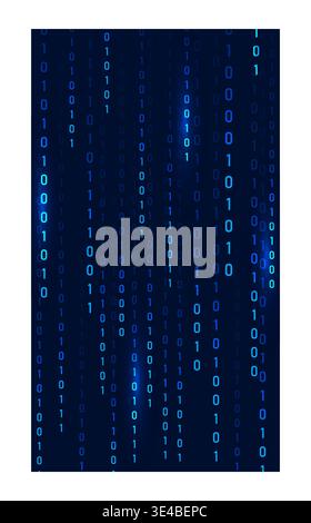 Binary Rain background. Data streams and numbers with hacker code. Blue futuristic cyberspace. Vector illustration Stock Vector