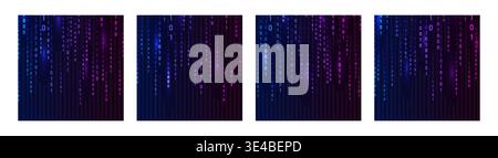 Binary Rain background. Abstract techno banner for crypto currency with data streams. Vector illustration Stock Vector
